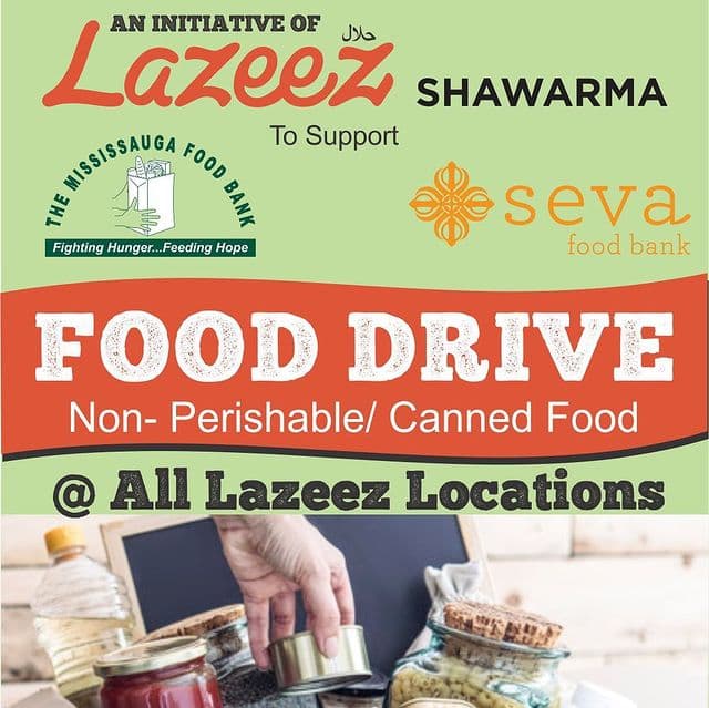Lazeez Holds a Food Drive for Seva Food Bank and Mississauga Food Bank